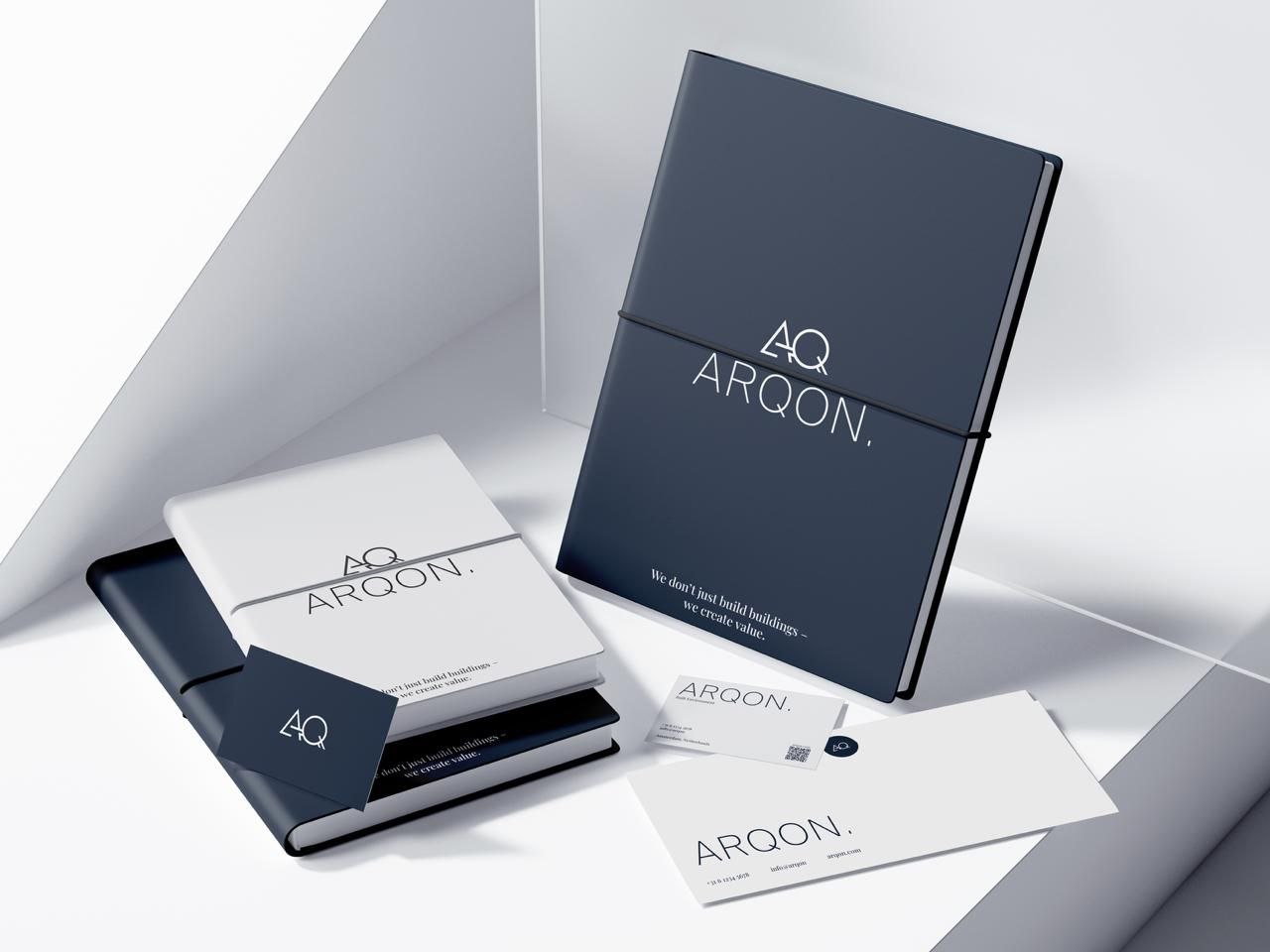 Айдентика ARQON на фирменных носителях
