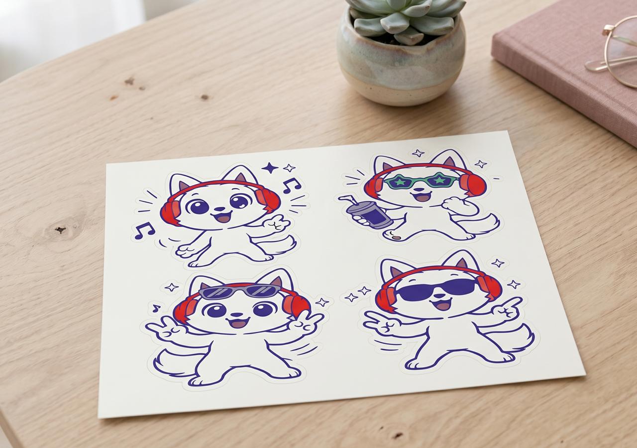 Наклейки CatVibe с маскотом в наушниках